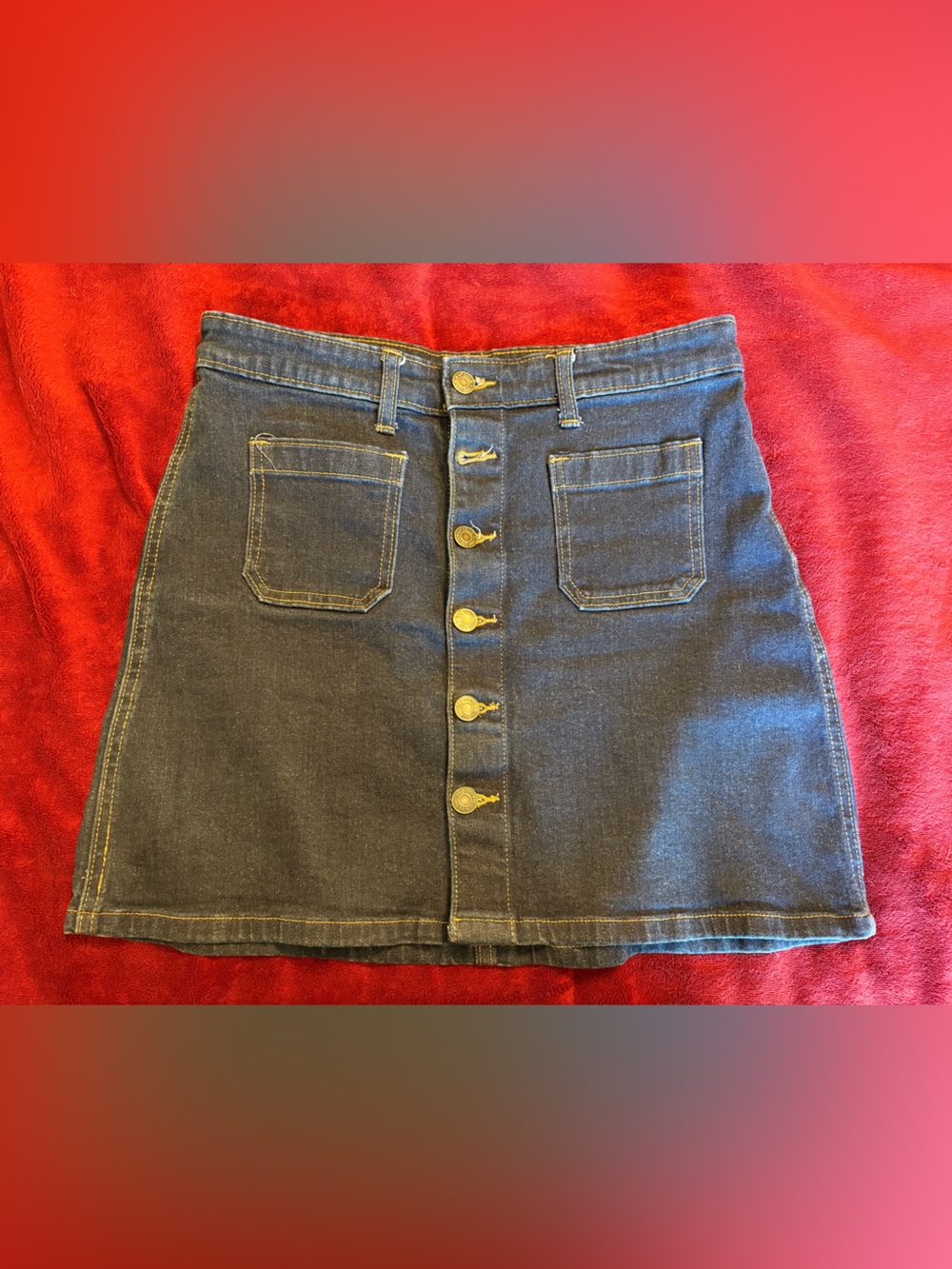 GAP Dark Blue Denim Button-Front Mini Skirt